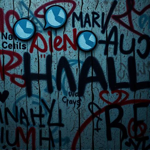 Close-up of graffiti on the wall of the distressed cell, showing various symbols and messages